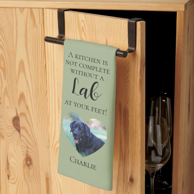 Customizable Photo & Pet Name Labrador Retriever   Kitchen Towel (Thirds Fold)