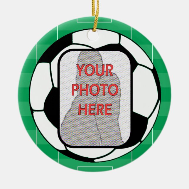 Customizable Photo Soccer Ball Award Ceramic Ornament (Front)