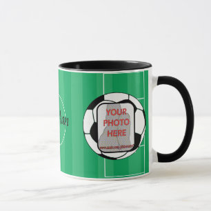 Customizable photo soccer ball mug