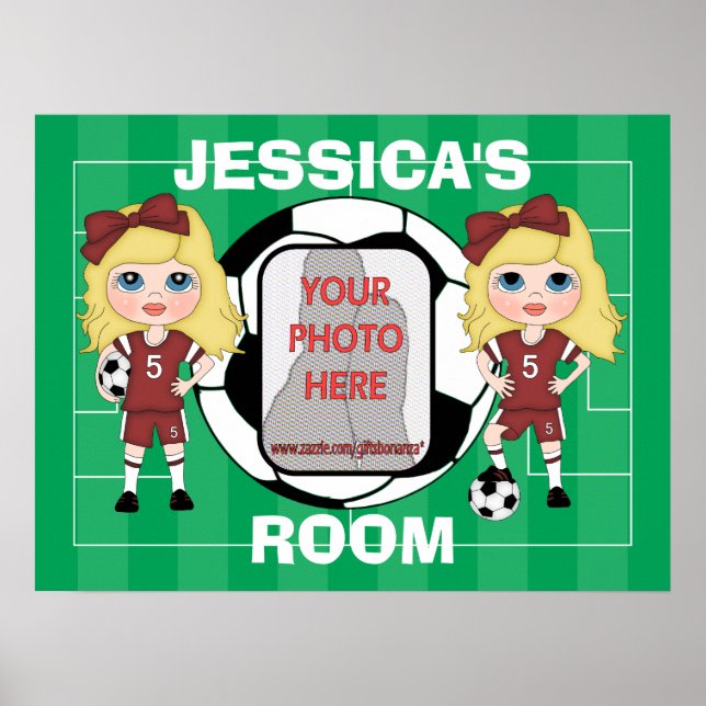 Customizable photo soccer girl room posters (Front)