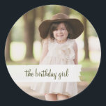 Customizable Photo Sticker<br><div class="desc">Add your photo and personalize the text!  Great for any occasion - birthday parties,  baby showers,  bridal showers,  weddings,  invitations,  and more!</div>