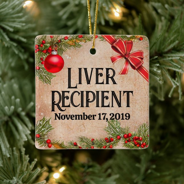 Customizable Photo Transplant Recipient Christmas  Ceramic Ornament (Tree)