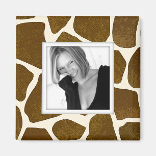 Customizable Photo Upload Giraffe Print Magnet