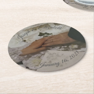 Customizable Photo Wedding Favours Round Paper Coaster