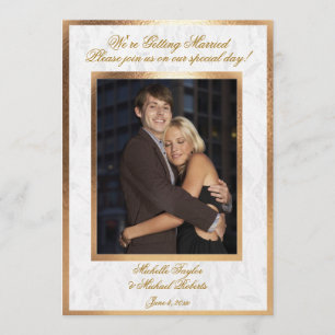 Customizable Photo Wedding Invitation Gold Trim