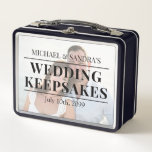 Customizable Photo Wedding Keepsakes Metallic Box<br><div class="desc">Customizable metallic wedding keepsakes box with the newlyweds' photo,  names,  and date,  and space to add a message on the back. Choose between black,  blue,  silver,  white,  red,  and green colors. To change the background color or fonts,  please edit the template.</div>