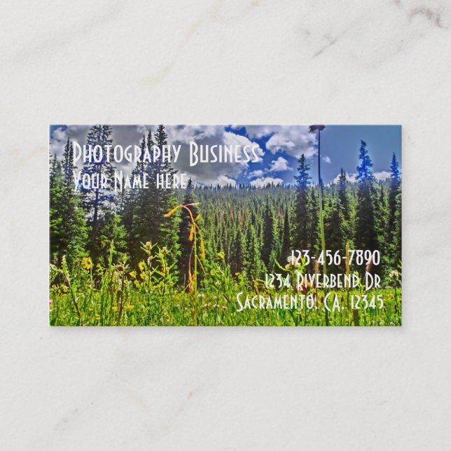 Customizable photography meadow business cards (Front)