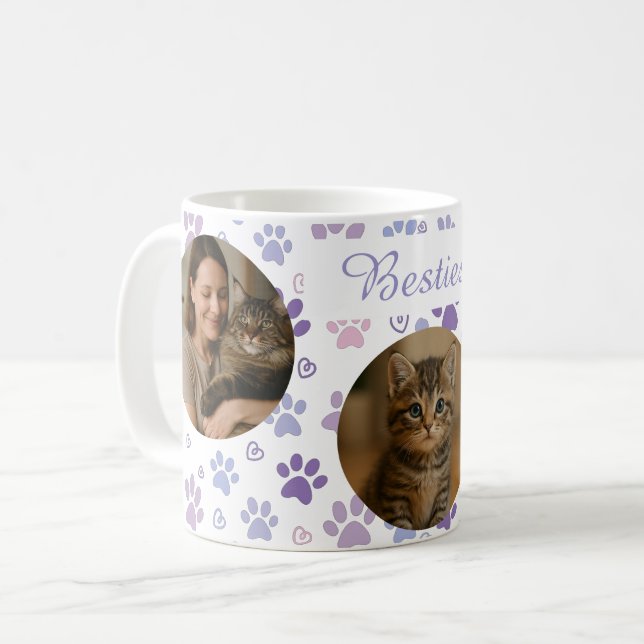 Customizable Photos Paw Print Mug for Pet Lovers (Front Left)