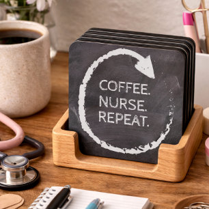Customizable Phrase Coffee Nurse Repeat Coaster