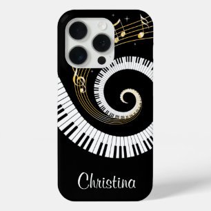 Customizable Piano Keys and Gold Music Notes iPhone 15 Pro Case