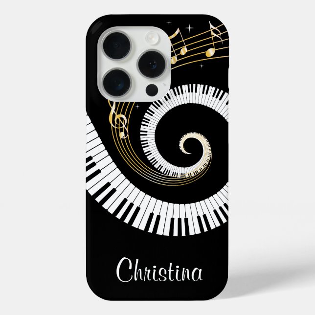 Customizable Piano Keys and Gold Music Notes Case-Mate iPhone Case (Back)