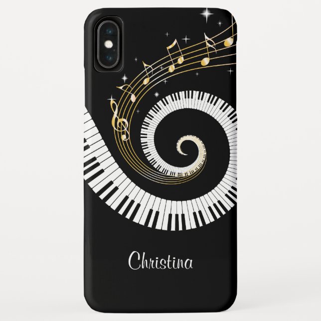 Customizable Piano Keys and Gold Music Notes Case-Mate iPhone Case (Back)