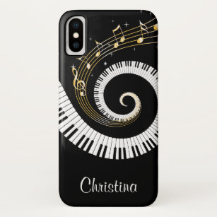 Customizable Piano Keys and Gold Music Notes iPhone X Case
