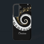Customizable Piano Keys and Gold Music Notes iphon Samsung Galaxy Case<br><div class="desc">Unusual musical design featuring swirling piano keys with gold musical notes flowing from the centre of the keys. This design would make the perfect gift for the piano lover and is available on a collection of gifts and paper products.</div>