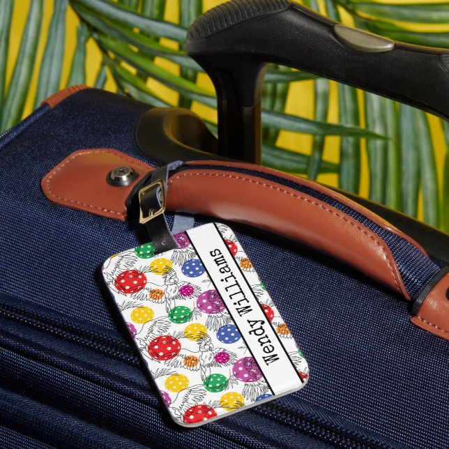Customizable Pickleball with 🦜parrots, white  Lug Luggage Tag (Front Insitu 1)