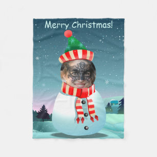 Customizable Picture Snowman Fleece Blanket