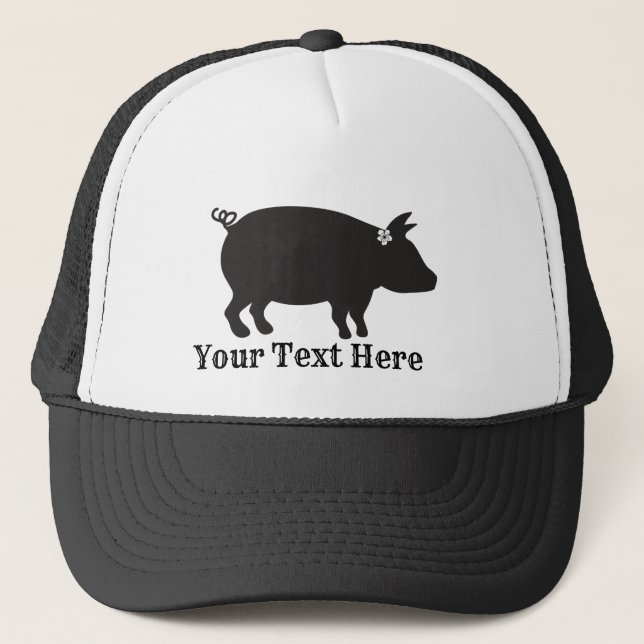Customizable Pig With Bow Hog Farming Trucker Hat (Front)