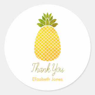 Customizable Pineapple Thank You Classic Round Sticker
