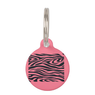 Customizable Pink and Black Zebra Animal Print  Pet Tag