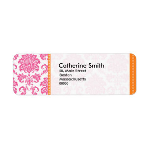 Customizable Pink and Orange Damask Address Labels