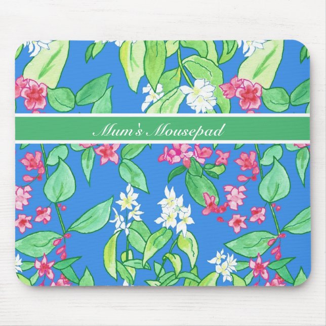 Customizable, Pink and White Blossom Mousepad (Front)