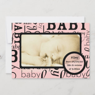 Customizable pink baby photo announcements