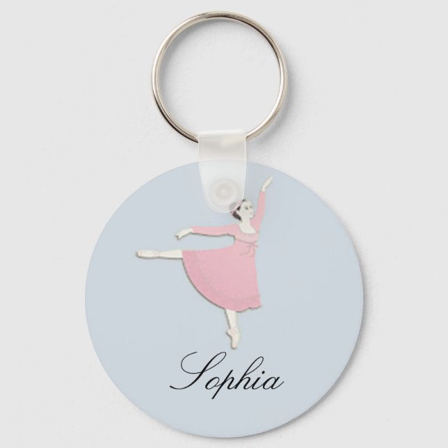 Customizable Pink Ballerina Keychain (Front)