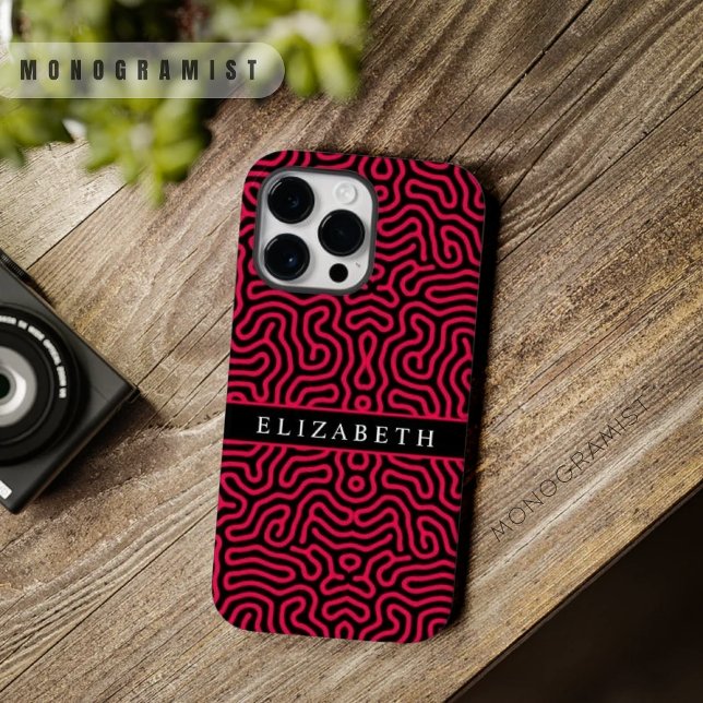 Customizable Pink Black Maze Geometric  Case-Mate iPhone Case (Customizable Pink Black Maze Geometric Case-Mate iPhone Case)