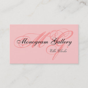 Customizable Pink Black Monogram Business Card