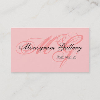 Customizable Pink Black Monogram Business Card