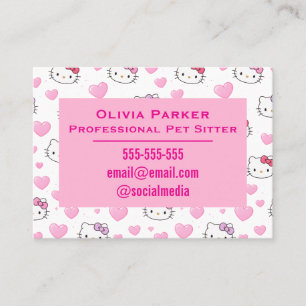 Customizable Pink Business Card for Pet Sitter