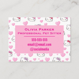 Customizable Pink Business Card for Pet Sitter
