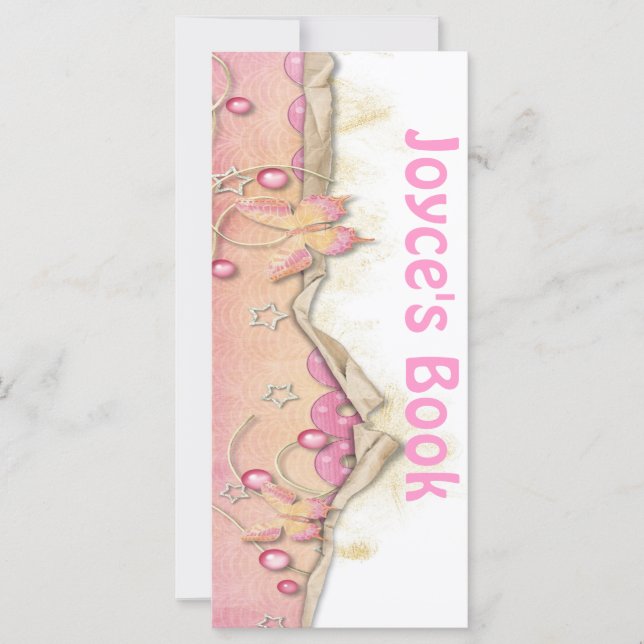 Customizable Pink Butterfly Bookmark Book Mark (Front)