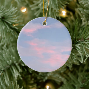 Customizable Pink Clouds Ceramic Ornament