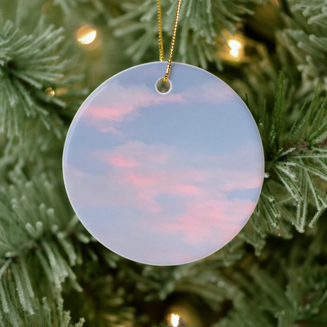 Customizable Pink Clouds Ceramic Ornament (Tree)