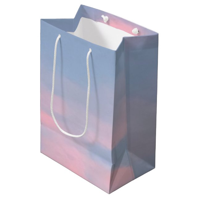Customizable Pink Clouds Medium Gift Bag (Front Angled)