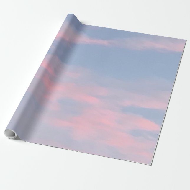 Customizable Pink Clouds Wrapping Paper (Unrolled)