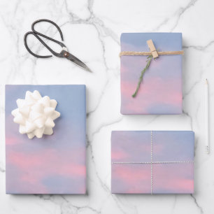 Customizable Pink Clouds Wrapping Paper Sheet