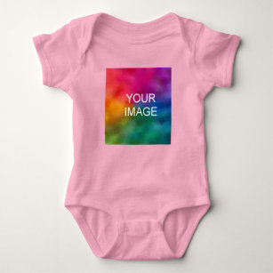 Customizable Pink Colour Template Add Image Photo Baby Bodysuit
