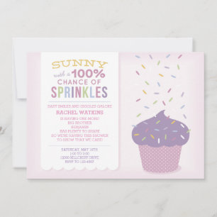 Customizable Pink Cupcake Baby Sprinkle Invitation