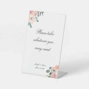 Customizable Pink Floral Bathroom Sign