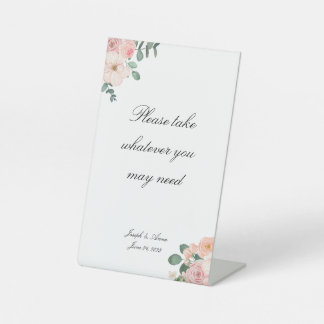 Customizable Pink Floral Bathroom Sign