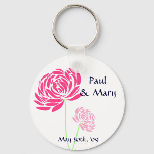 Customizable Pink Flower Keychain