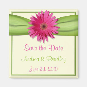 Customizable Pink Gerbera Daisy Monogram Magnet