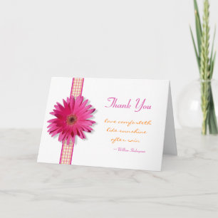 Customizable Pink Gerbera Daisy Thank You Card