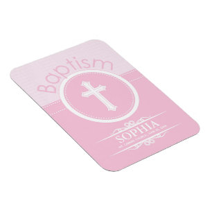 Customizable, Pink Girl Child of God Baptism Magnet