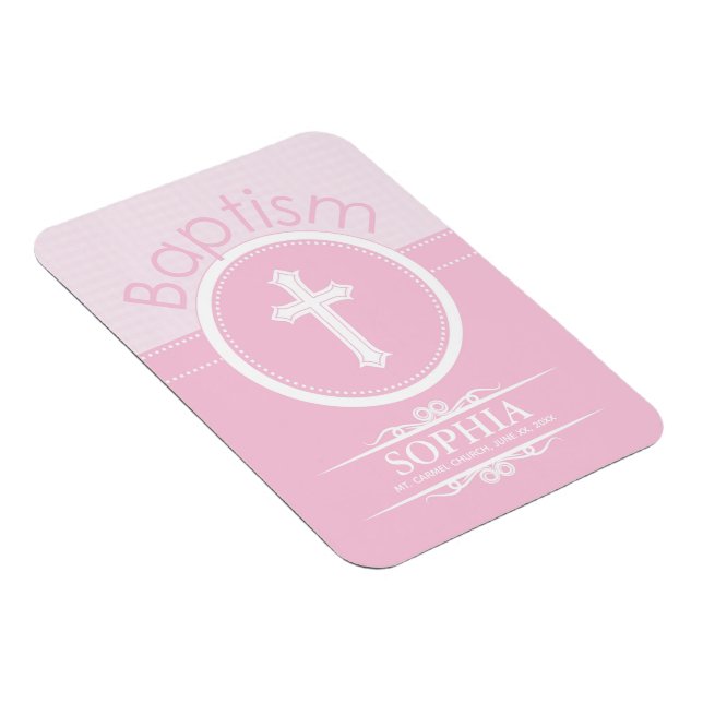 Customizable, Pink Girl Child of God Baptism Magnet (Right Side)