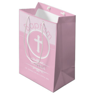 Customizable, Pink Girl Child of God Baptism Medium Gift Bag