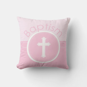 Customizable, Pink Girl Child of God Baptism Throw Pillow
