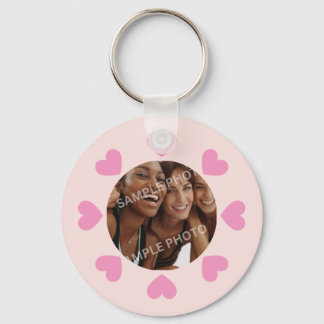 Customizable Pink Heart Photo Keychain